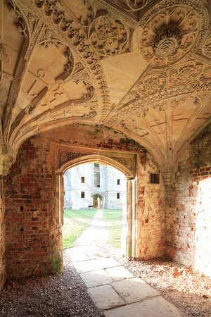 The stone vault by Italian craftsmen inside the Porch of Honour (1538) at Cowdray, West Sussex