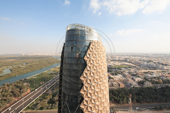 The crown of one of the Al Bahar Towers (under construction), Abu Dhabi, UAE, designed by Aedas for the Abu Dhabi Investment Council (ADIC)