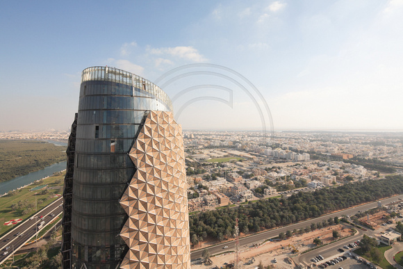 The crown of one of the Al Bahar Towers (under construction), Abu Dhabi, UAE, designed by Aedas for the Abu Dhabi Investment Council (ADIC)