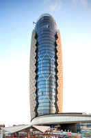 North face of one of the Al Bahar Towers (under construction), Abu Dhabi, UAE, designed by Aedas for the Abu Dhabi Investment Council (ADIC)