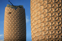 The Al Bahar Towers (under construction), Abu Dhabi, UAE, designed by Aedas for the Abu Dhabi Investment Council (ADIC)