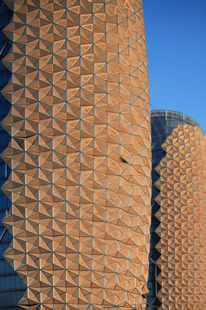 Detail of the Al Bahar Towers (under construction), Abu Dhabi, UAE, designed by Aedas for the Abu Dhabi Investment Council (ADIC)