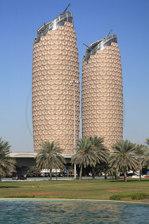 The Al Bahar Towers (under construction), Abu Dhabi, UAE, designed by Aedas for the Abu Dhabi Investment Council (ADIC)