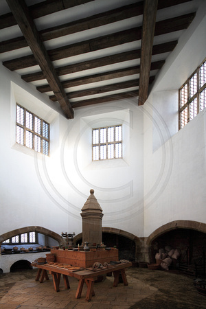 The kitchen at Cowdray (1530s), West Sussex.