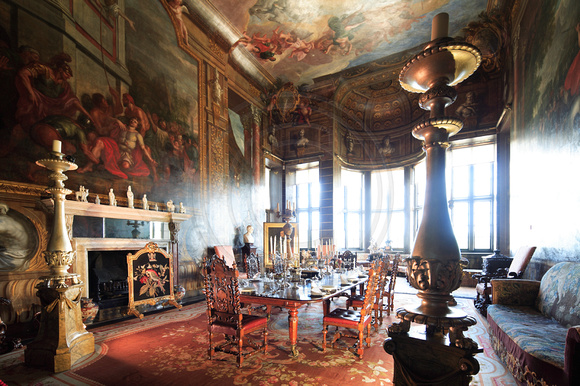 The dining room at Burghley House (1587), Lincolnshire, commissioned in 1555 by Sir William Cecil