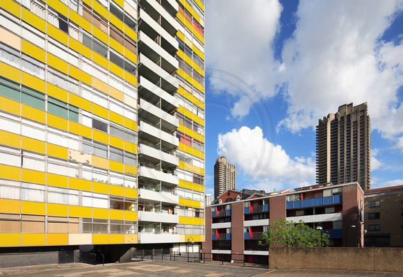 The Golden Lane Estate (1952–62) (foreground), designed by Geoffry Powell